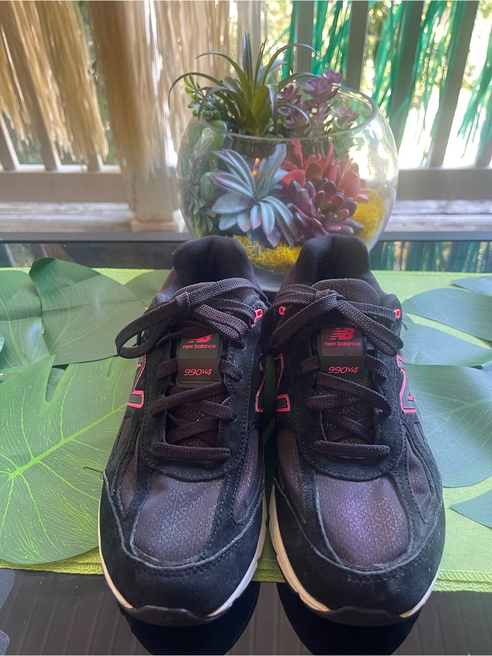 New Balance Black Sneakers with Pink Accents